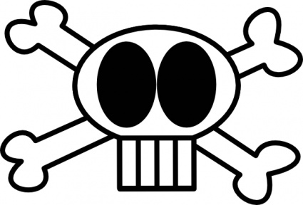 Black-and-white cartoon skull and crossbones symbol, commonly used as a warning or danger icon.