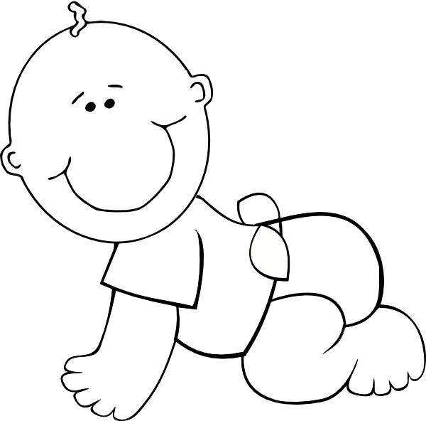 Crawling Baby Boy Outline clip art - vector clip art online 