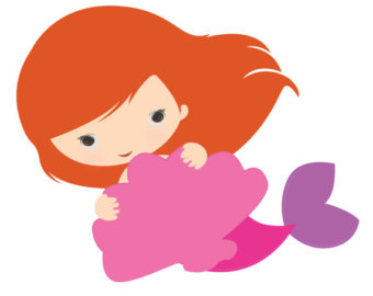Adorable Mermaid Hugging Heart Pillow - Free Clipart Illustration