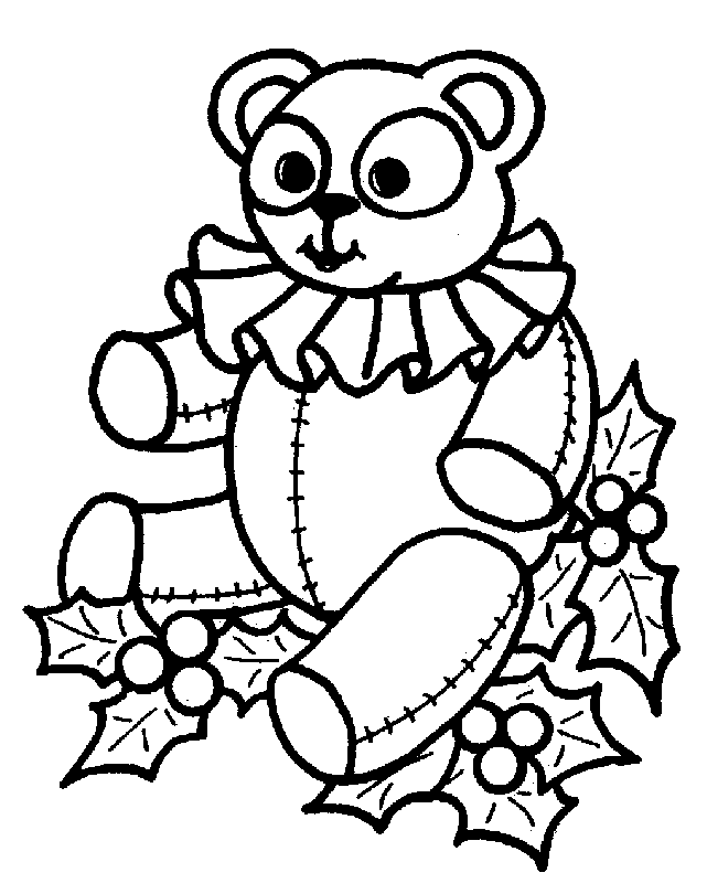 Printable Christmas Teddy Bear Coloring Page for Kids