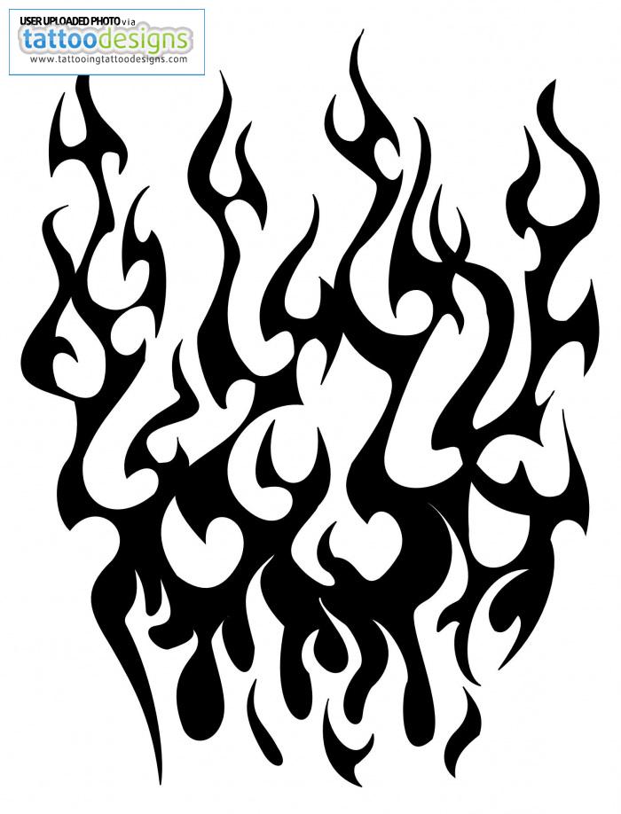 gray and black flames tattoo