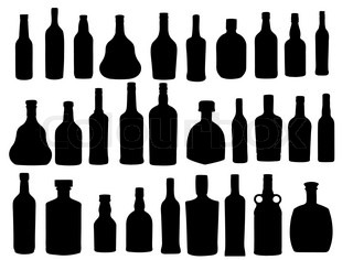 Abstract bottle sign set black color isolated stock vector