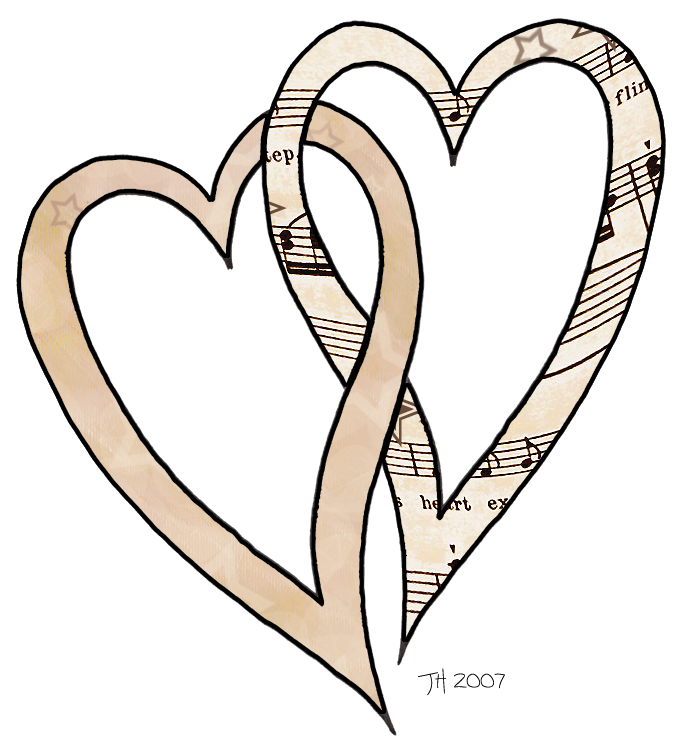 Musical Hearts Illustration - Vintage Sheet Music Art Design