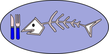 Fish Skeleton with Cutlery - Dining Concept Illustration