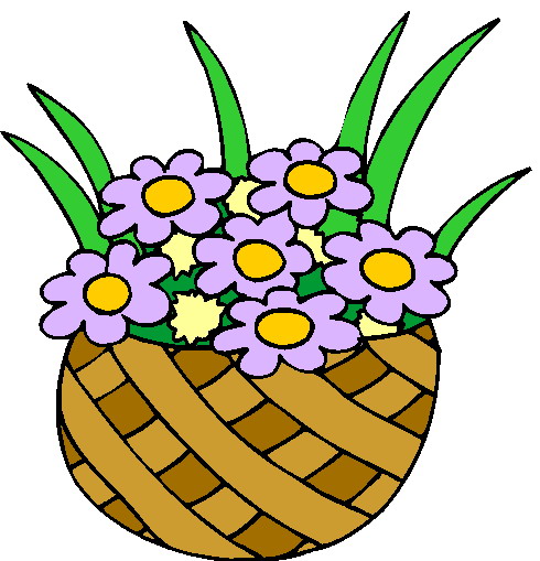 Spring Flower Basket Illustration - Free Clipart for Greeting Cards & Crafts