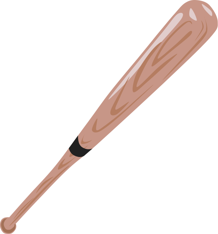 Wooden baseball bat with black grip tape, angled diagonally on transparent background.