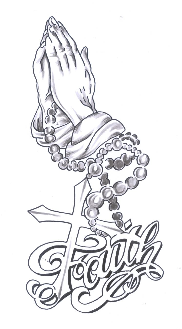 praying hands rosary beads - Clip Art Library