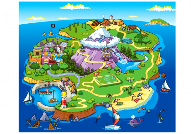 island map cartoon