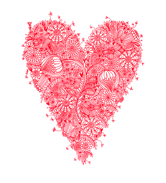 Floral Heart Illustration - Hand-Drawn Love & Nature Design