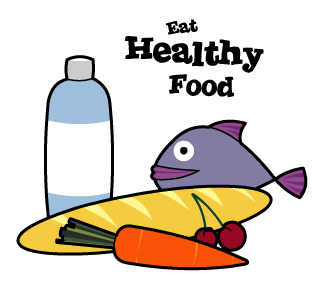 cartoon eating healthy food