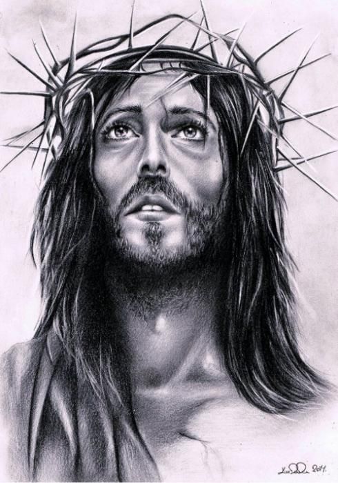 Jesus Black And White Drawing