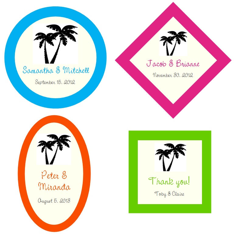 Palm Tree Silhouette Personalized Wedding Tag $0.35 
