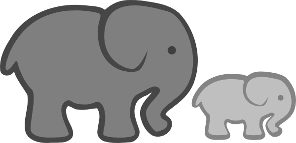 Grey Elephant Mom  Baby clip art - vector clip art online 