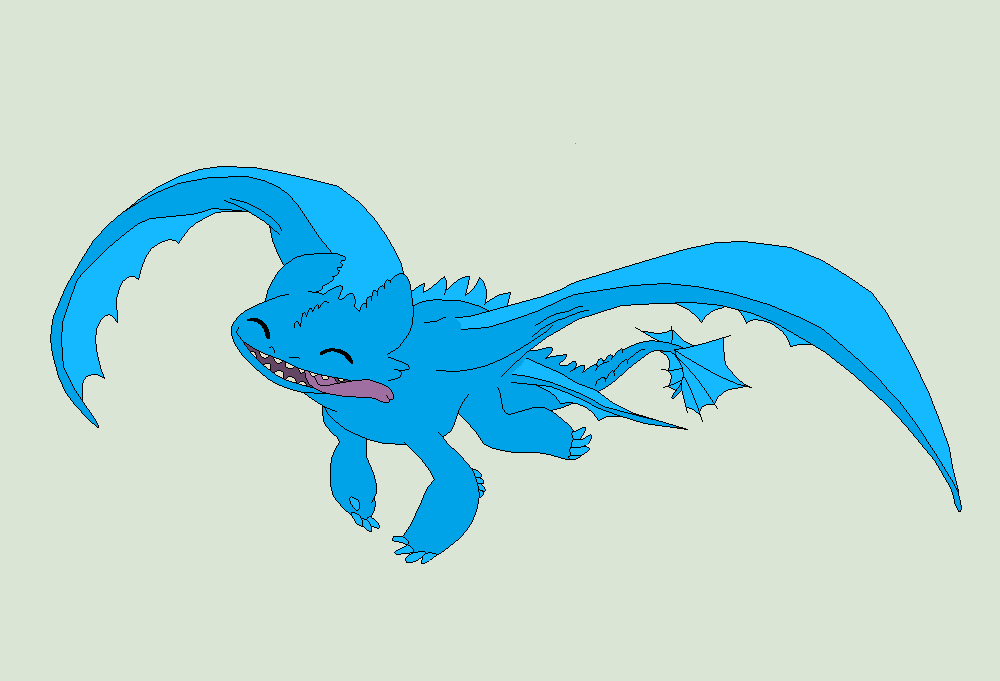 Blue Cartoon Dragon Flying - Joyful Fantasy Illustration