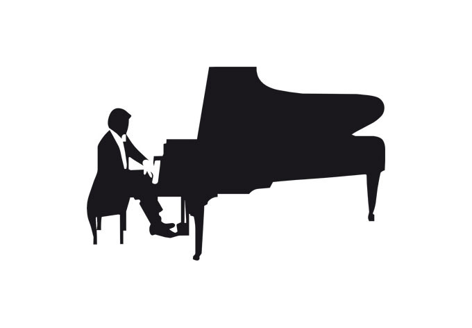 Piano Player Wall Decal - Musical Decor Vinyl Sticker