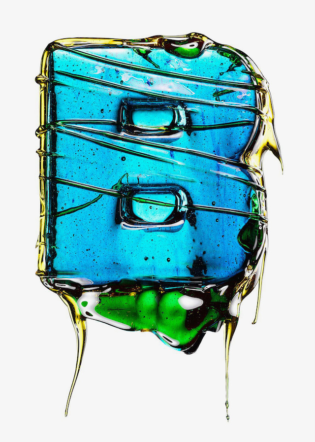 Abstract Liquid Sculpture Art - Blue, Green & Gold Melting Block