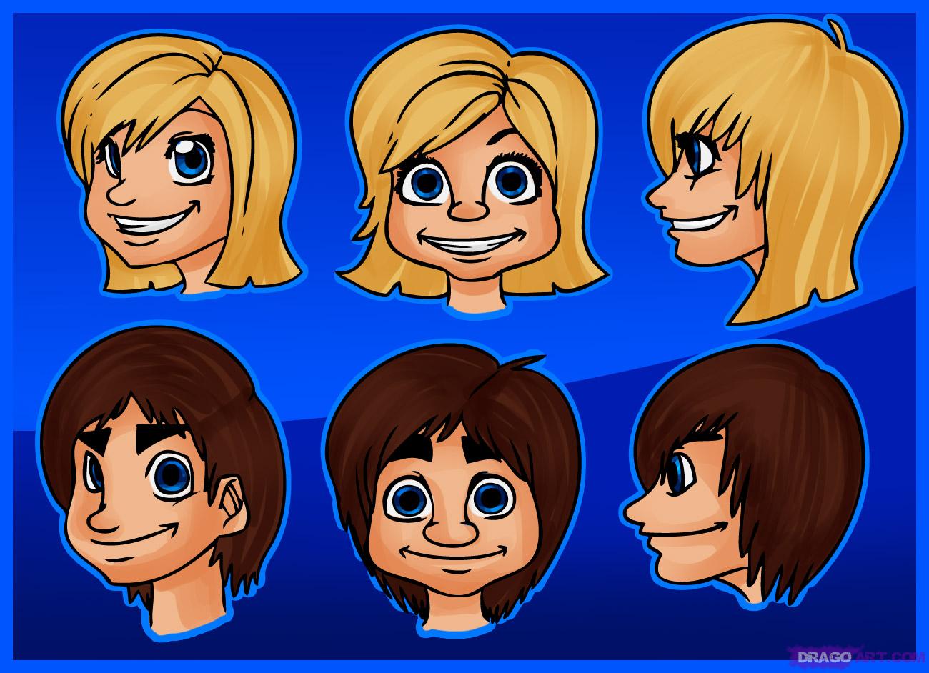 How to Draw Cartoon Faces, Step by Step, Faces, People, FREE 