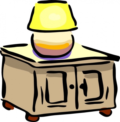 Bedside Table with Lamp - Cozy Nightstand Illustration