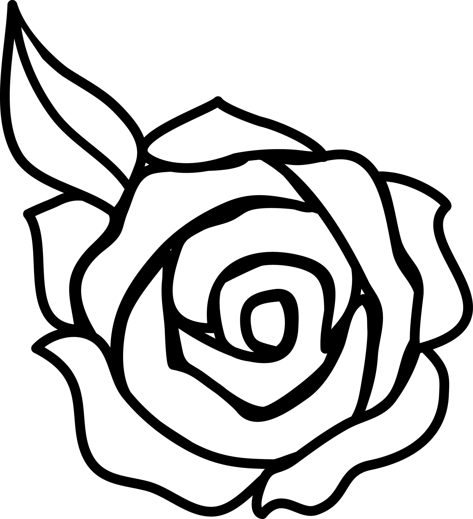 Easy How to Draw a Rose Tutorial Video and Rose Coloring Page