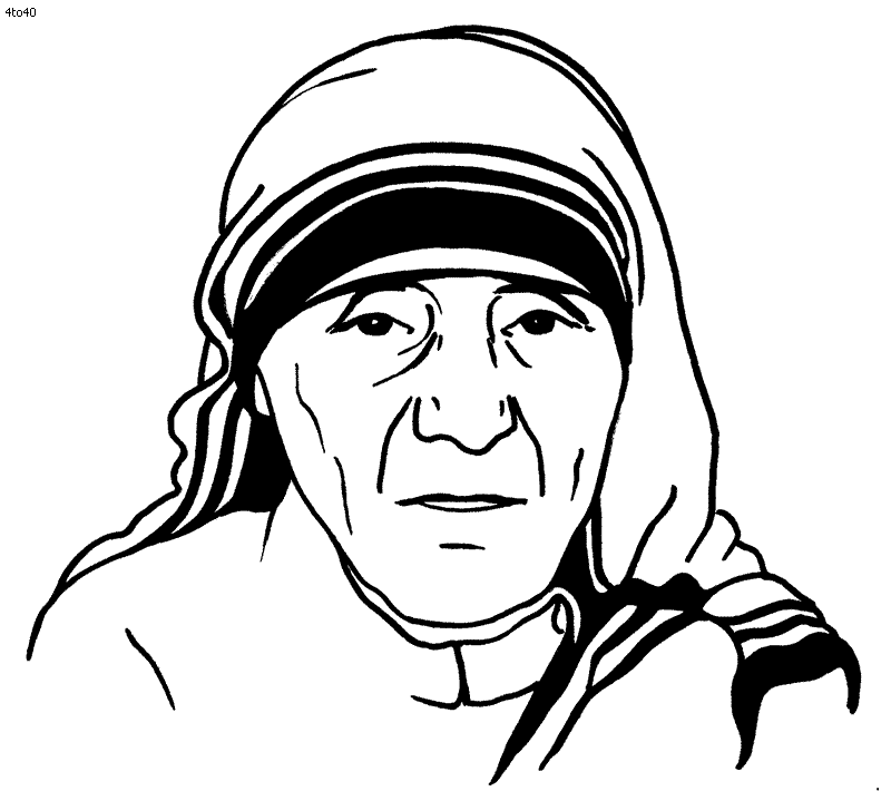 Mother Teresa Portrait - Line Art Illustration for Educational and Inspirational Use