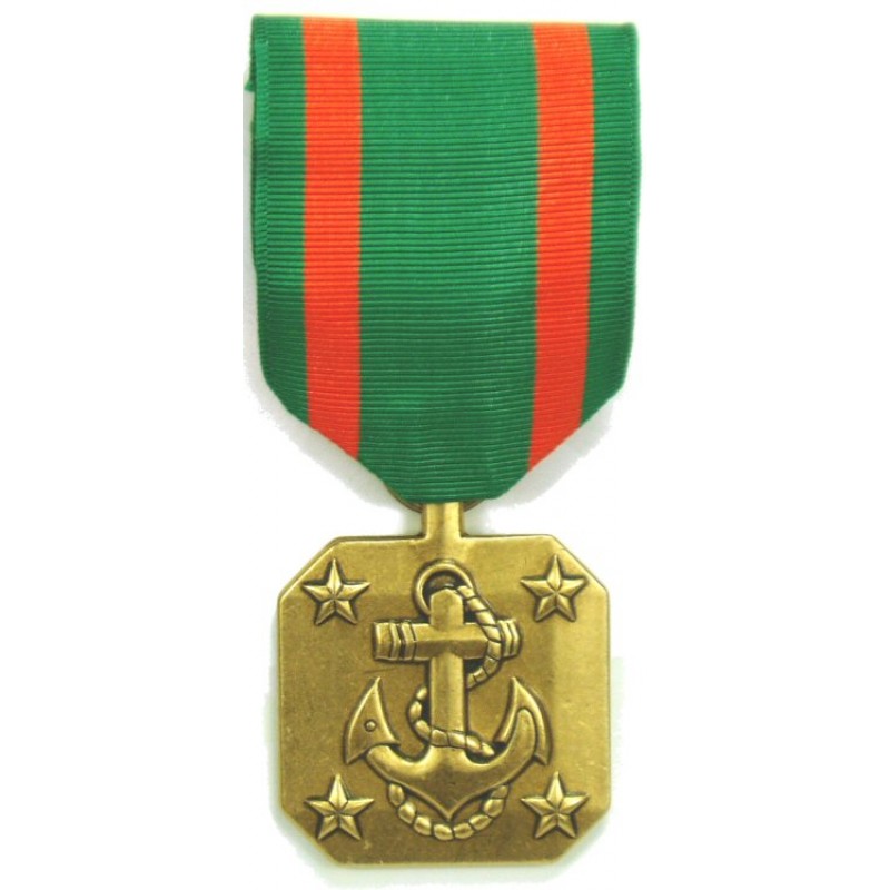 Naval Achievement Medal - Gold Anchor Award with Green and Red Ribbon