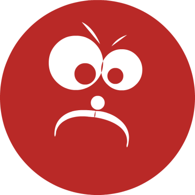 Red circular emoji with furrowed brows, wide eyes, and a downturned mouth expressing anger or frustration.