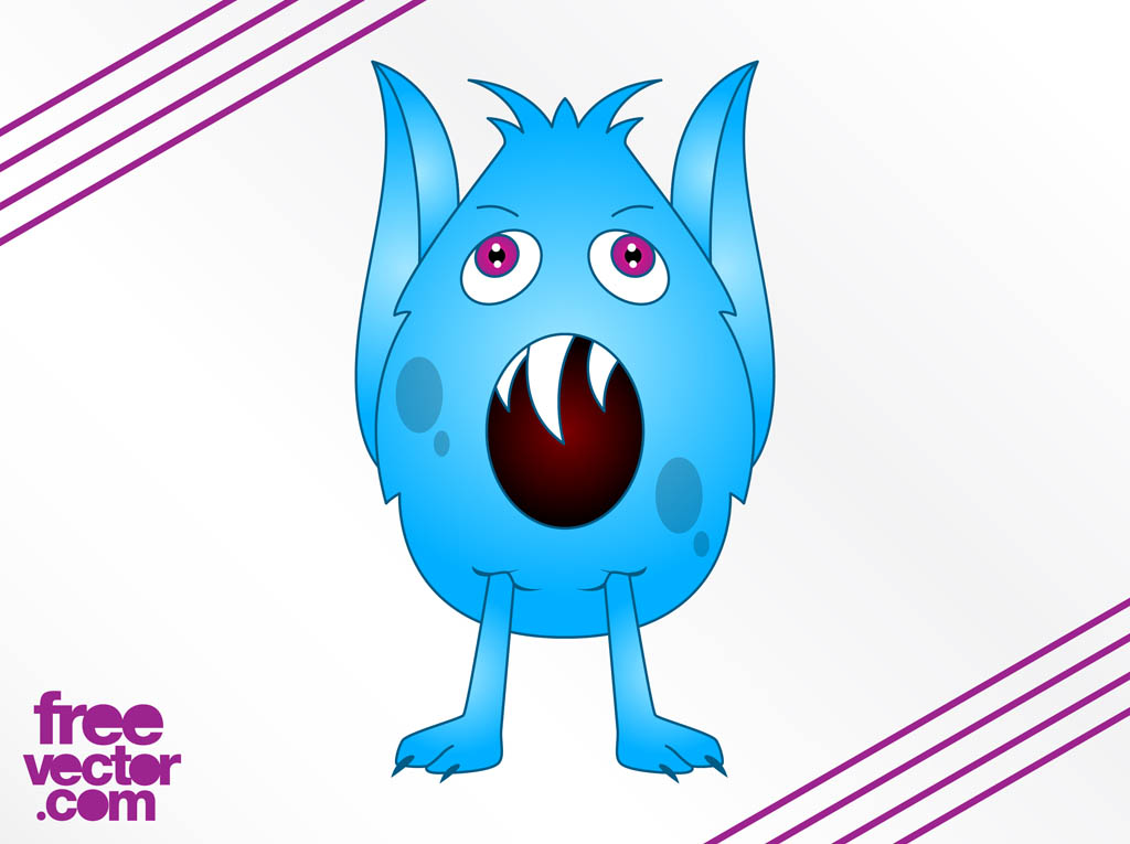 Friendly Blue Monster Vector Illustration - Free Download