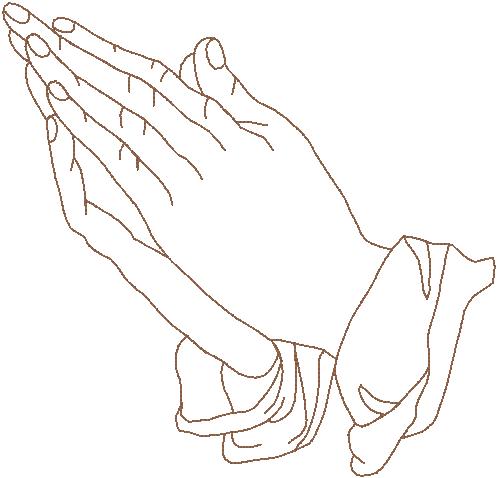 white outline praying hands - Clip Art Library