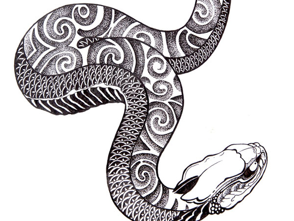 Hand Drawn Chinese Snake Tattoo Design Stock Vector  Illustration of head  mythology 95064623