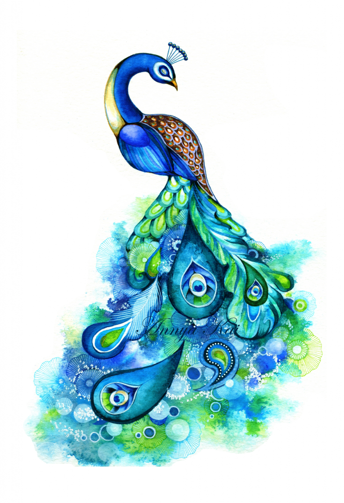 simple paintings of peacock