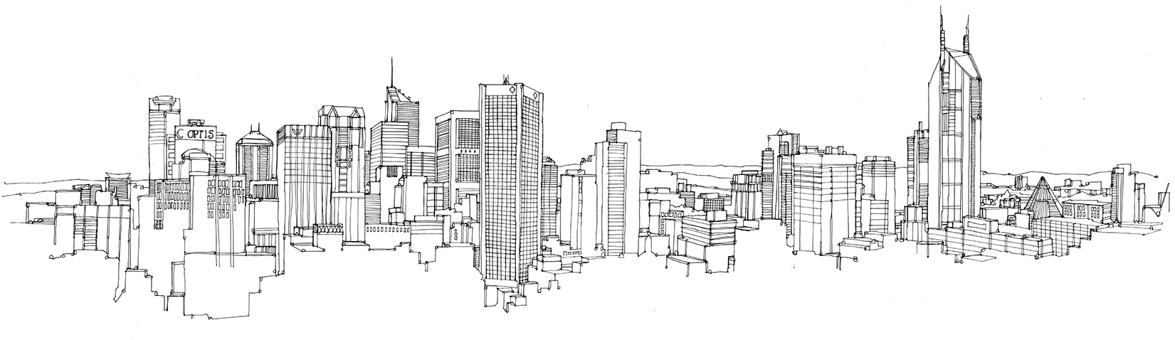 city silhouette drawing