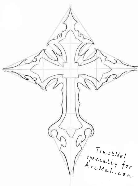 Cross with corpus sketch drawing Royalty Free Vector Image