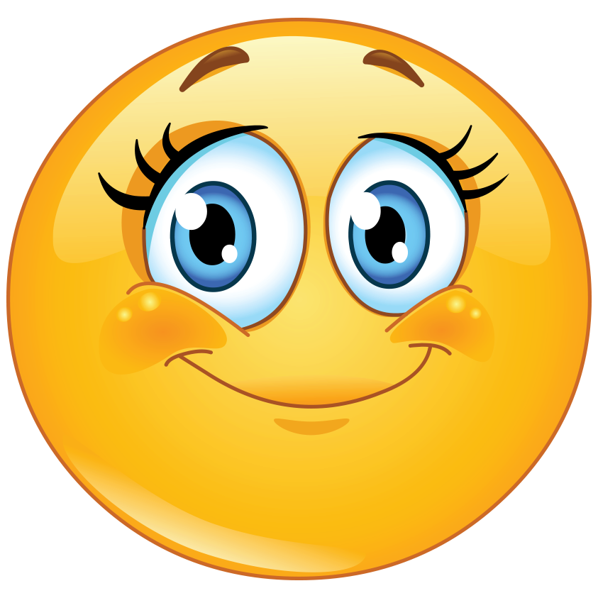 Friendly Smiling Emoji with Big Blue Eyes - Expressive Digital Emoticon