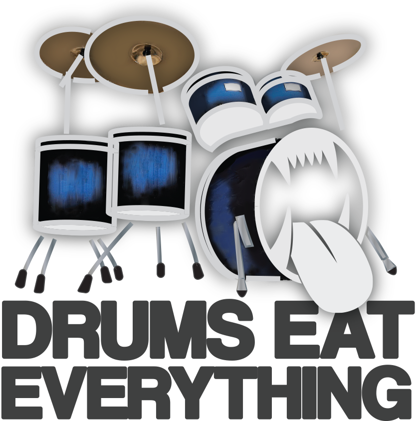 Drums Eat Everything - Fun Drum Kit Illustration for Musicians & Bands