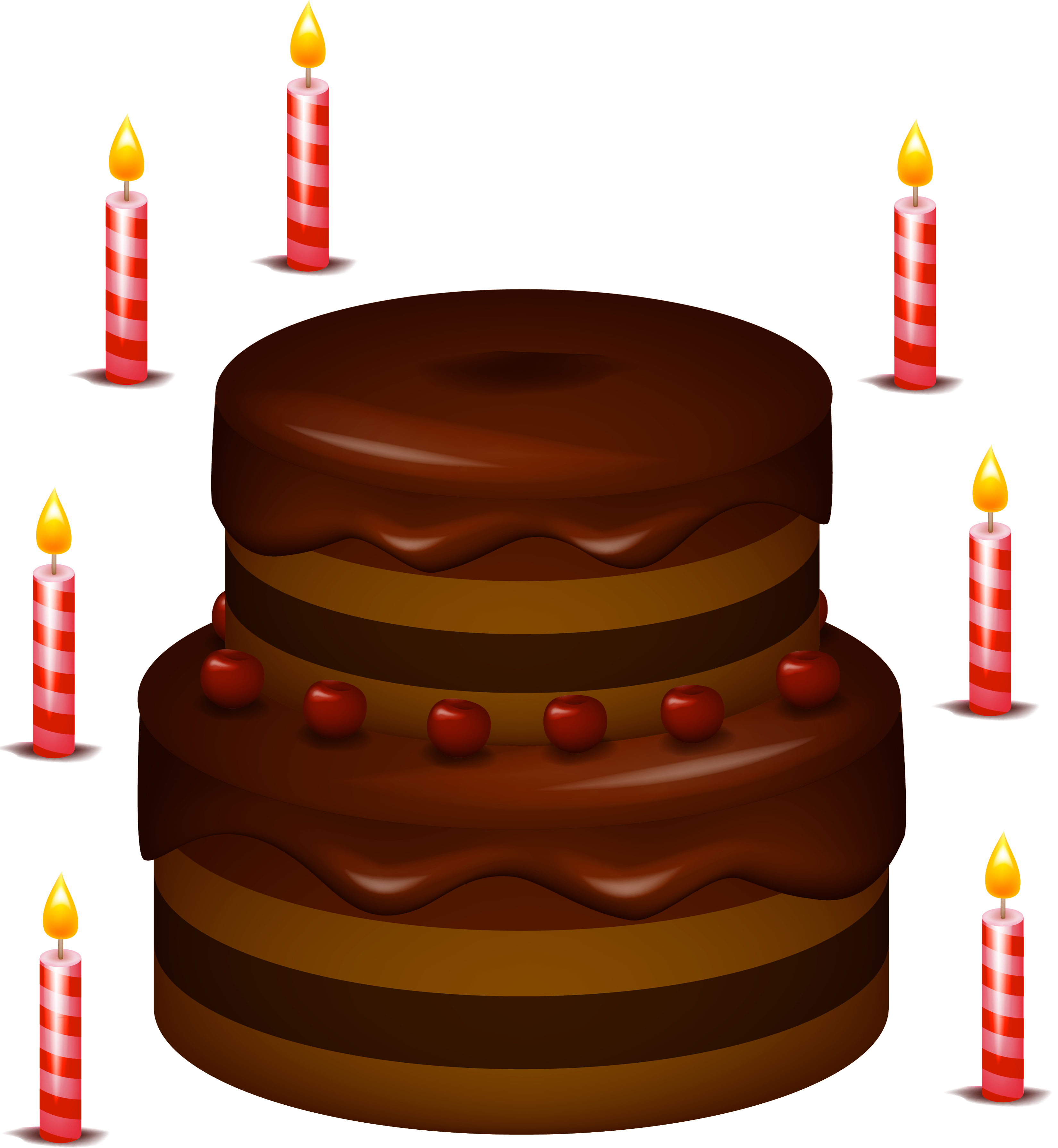 Chocolate Cake with Candles PNG Clipart
