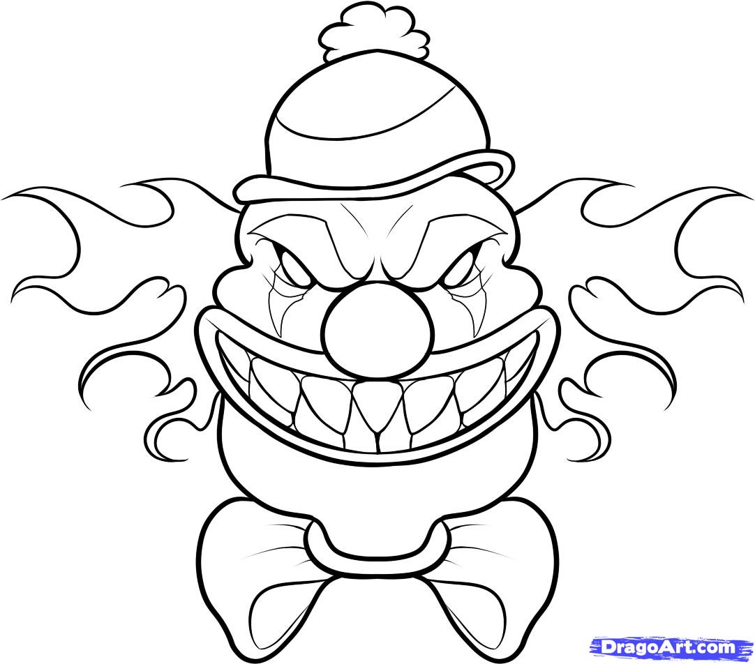 easy scary clown drawings - Clip Art Library
