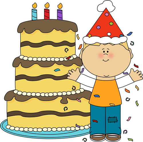 Boy with Birthday Cake and Confetti Clip Art - Boy with Birthday 