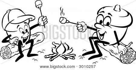 Cartoon Campfire Black And White | Img Need