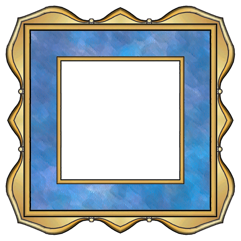 Elegant Gold Picture Frame with Blue Mat - Download & Use for Art Displays