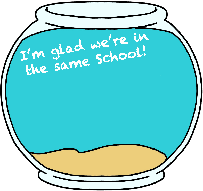 Friendly School Spirit Fishbowl Illustration