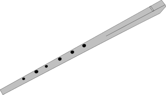 A sleek silver tin whistle with six finger holes, angled diagonally against a black background.