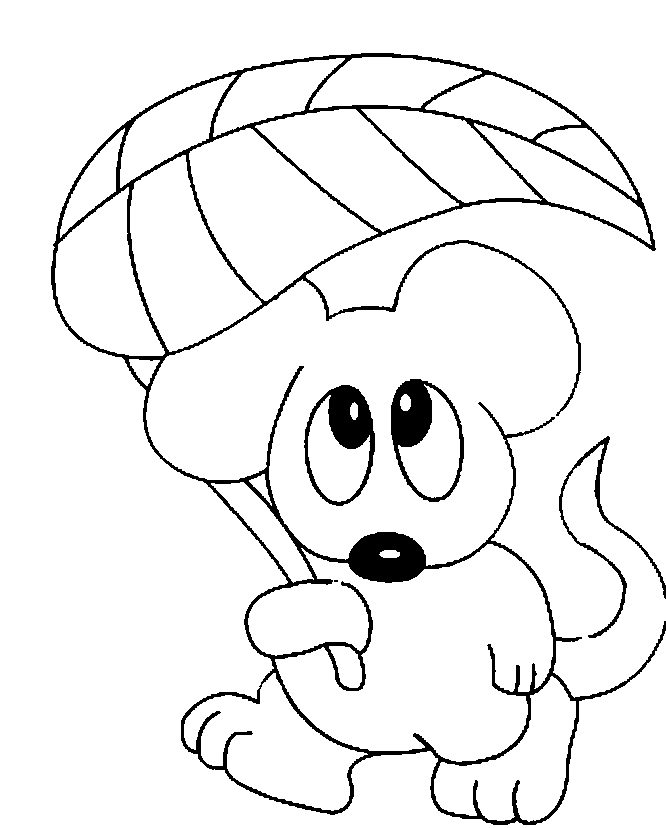 Printable Mouse with Umbrella Coloring Page for Kids