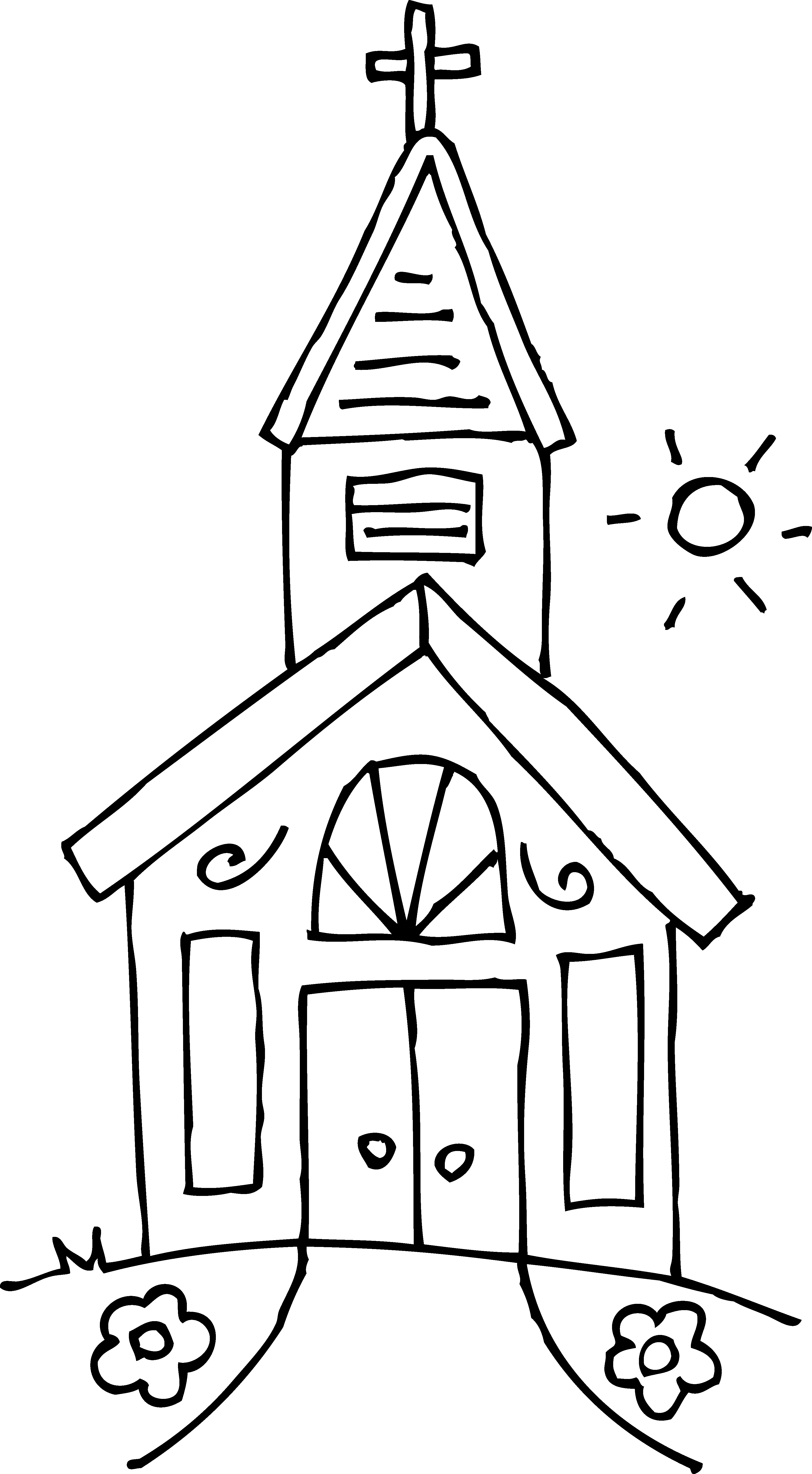 Little Church Coloring Page - Free Clip Art