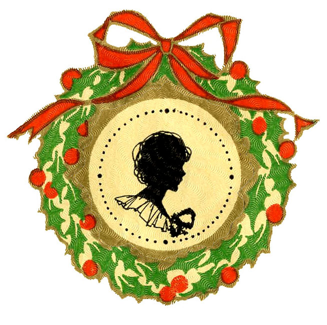 Vintage Christmas Clip Art - Wreath Frame + Silhouette - The 