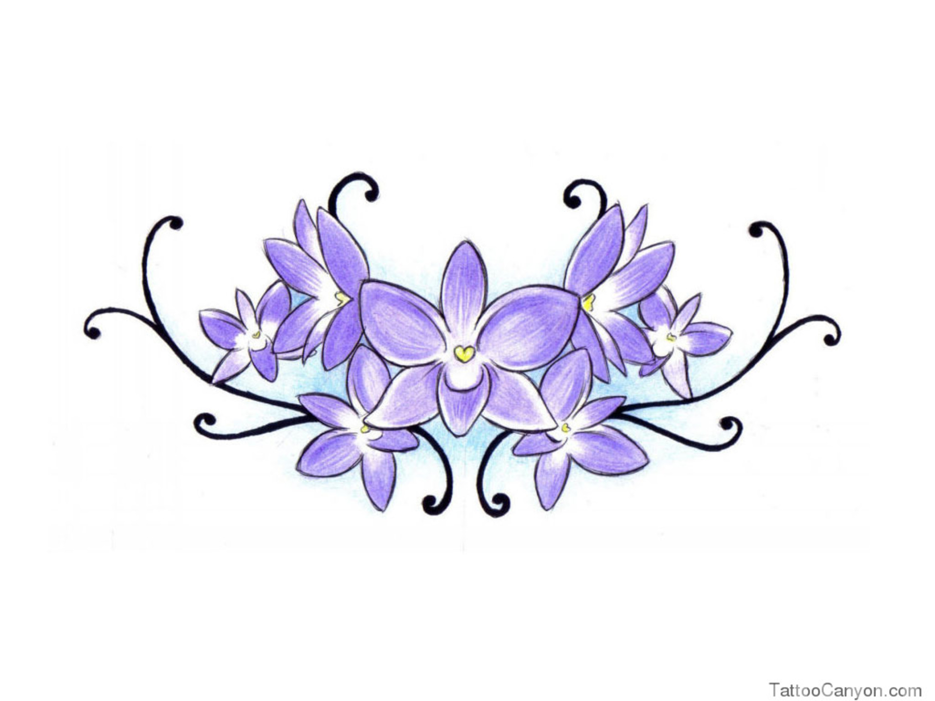 Drawing Violet Flower Tattoo Outline : Find most popular flower tattoos ...