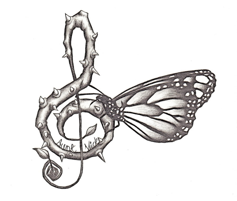 butterfly and music note tattoo  Clip Art Library