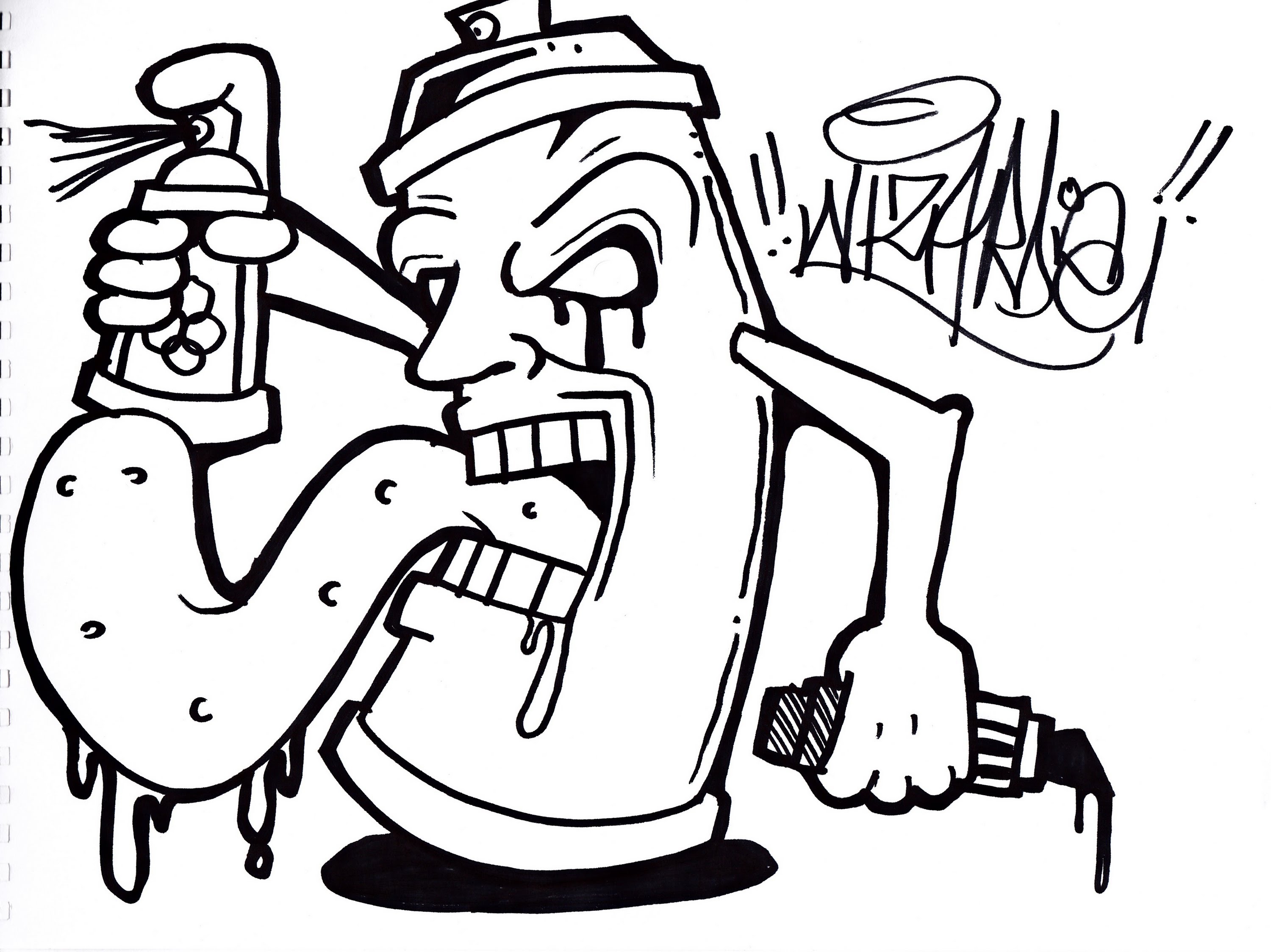 Premium Vector  Doodle character spray paint graffiti