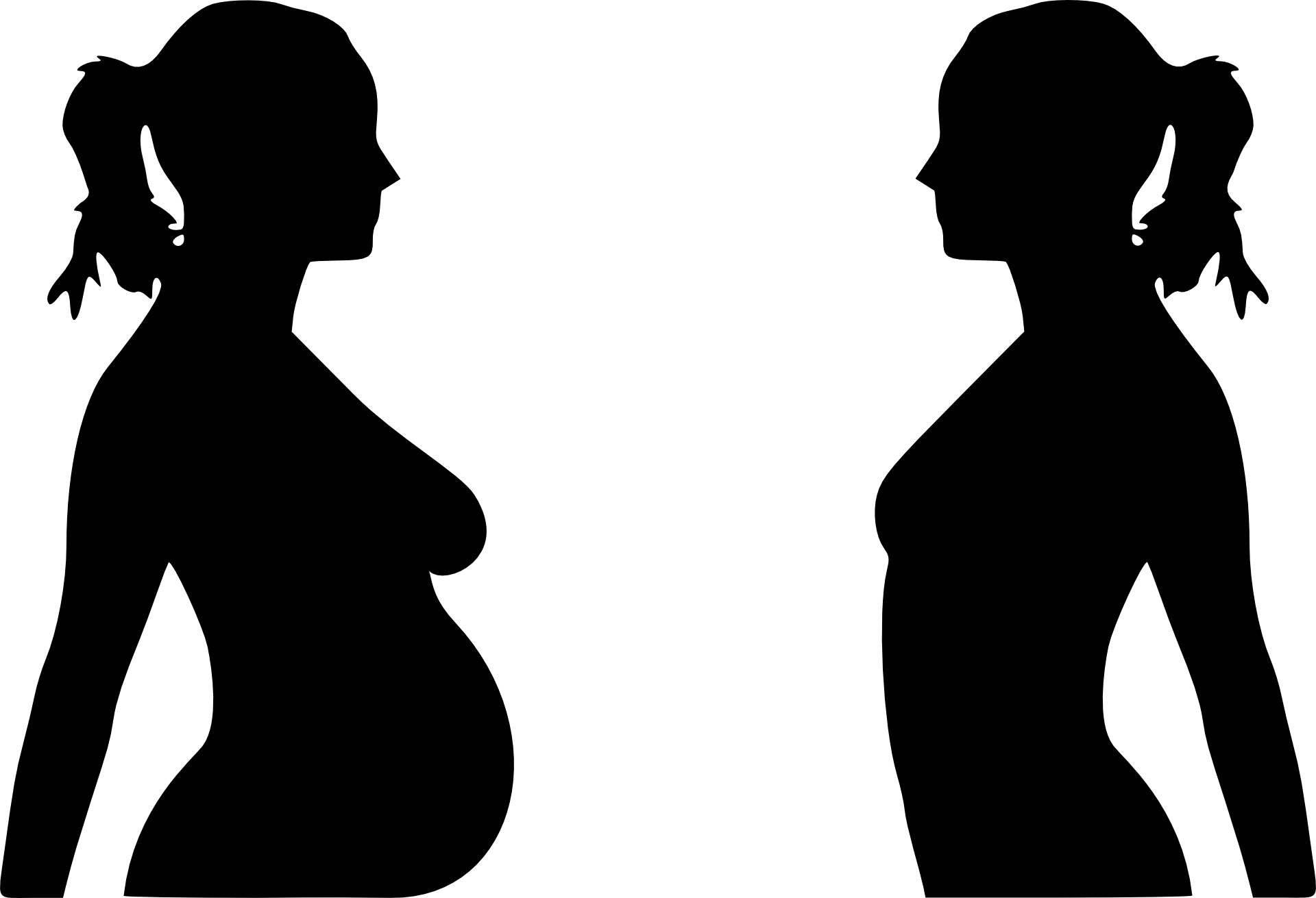 Pregnant woman  non-pregnant women silhouette vector | Free PSD 