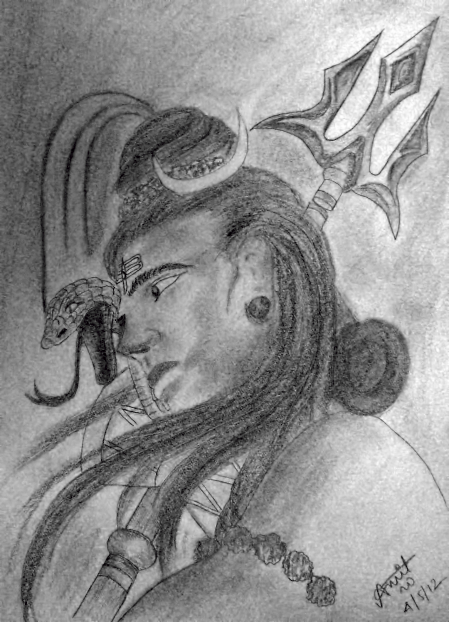 Pencil Sketch of Lord Shiva  DesiPainterscom