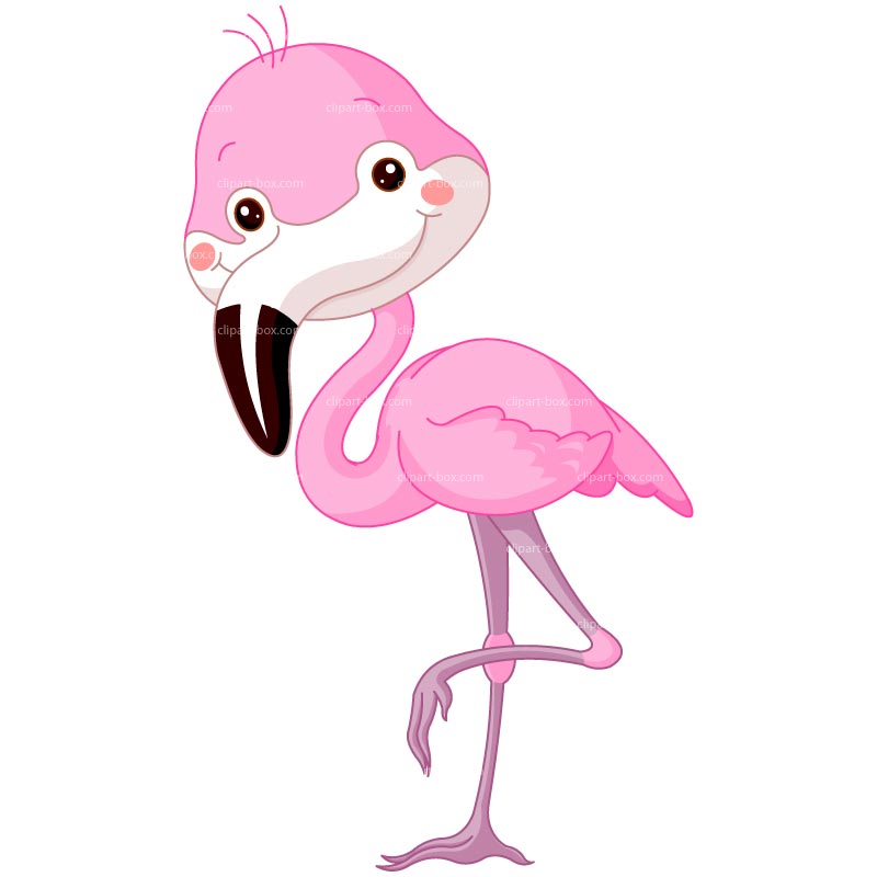 Friendly Pink Flamingo Cartoon Illustration - Free Clip Art